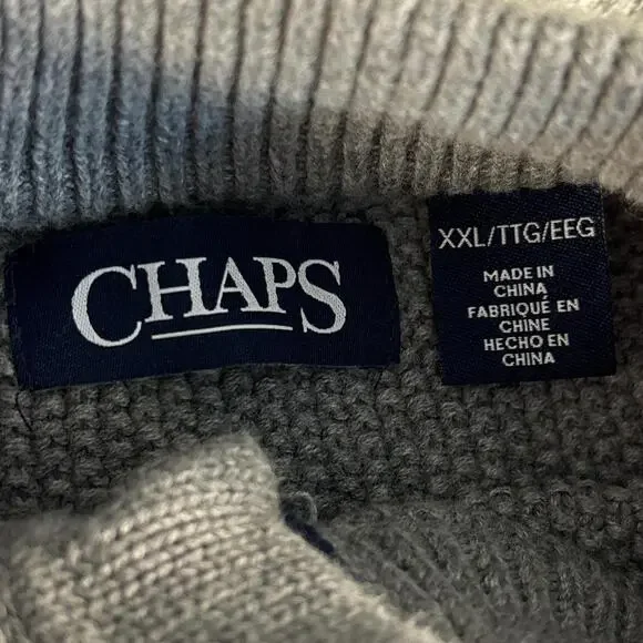 Chaps Ralph Lauren Sweater Mens XXL Gray Knit Mock Neck Pullover Cotton - Picture 3 of 7